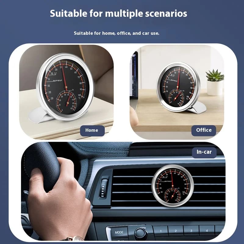 Strumento aggiuntivo 2 in 1 Accessori per auto Pannello interno del cruscotto dell'aria Termoigrometro adesivo Parti di ricambio Sfiato