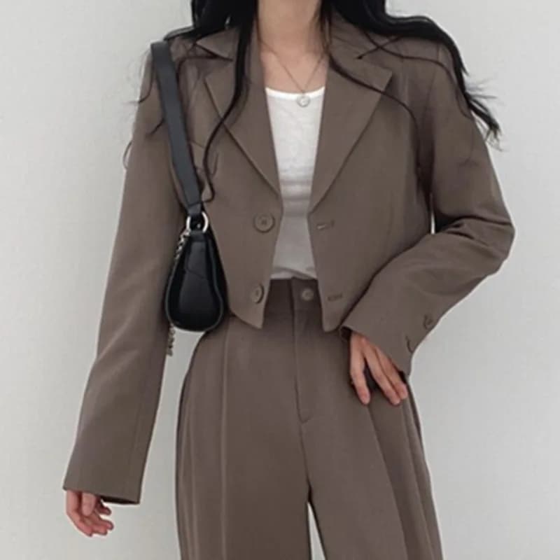 Completo da Donna 2 Pezzi: Giacca Blazer e Pantaloni Dritti, Monopetto con Colletto Rovesciato, Outfit da Ufficio