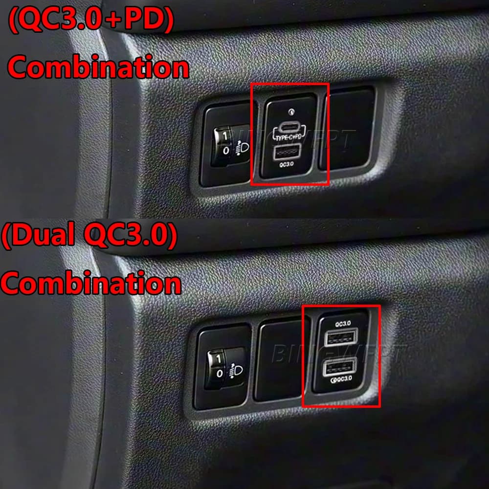 BINGWFPT 1PC Caricatore USB per auto PD Quick Charge QC3.0 Adattatore per ricarica telefono con pulsante di uscita per Outlander Eclipse Cross L200 Triton