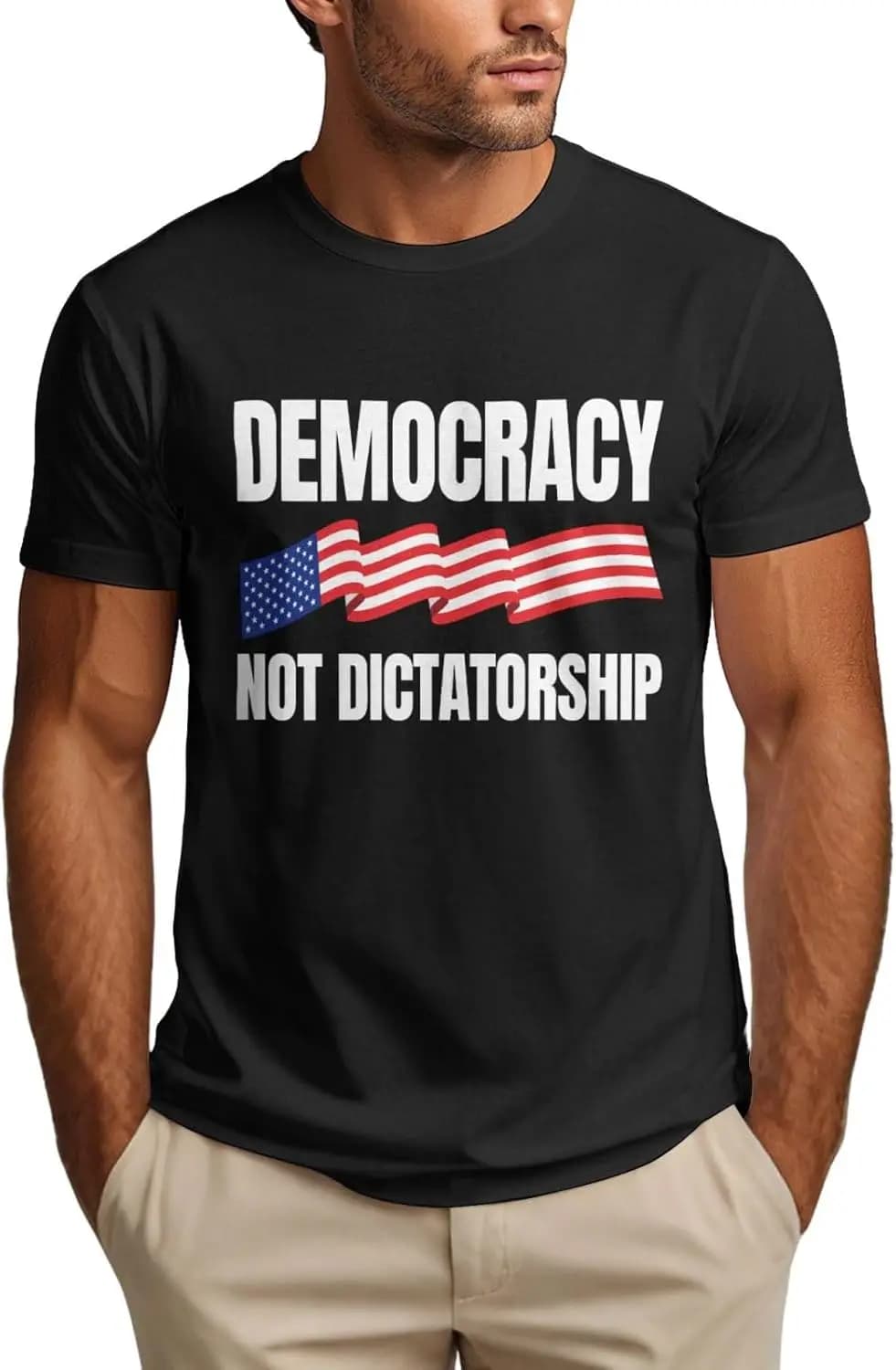 Maglietta Pro Democrazia Non Dittatura, T-Shirt da Uomo Anti-Racismo e Contro l'Oligarchia