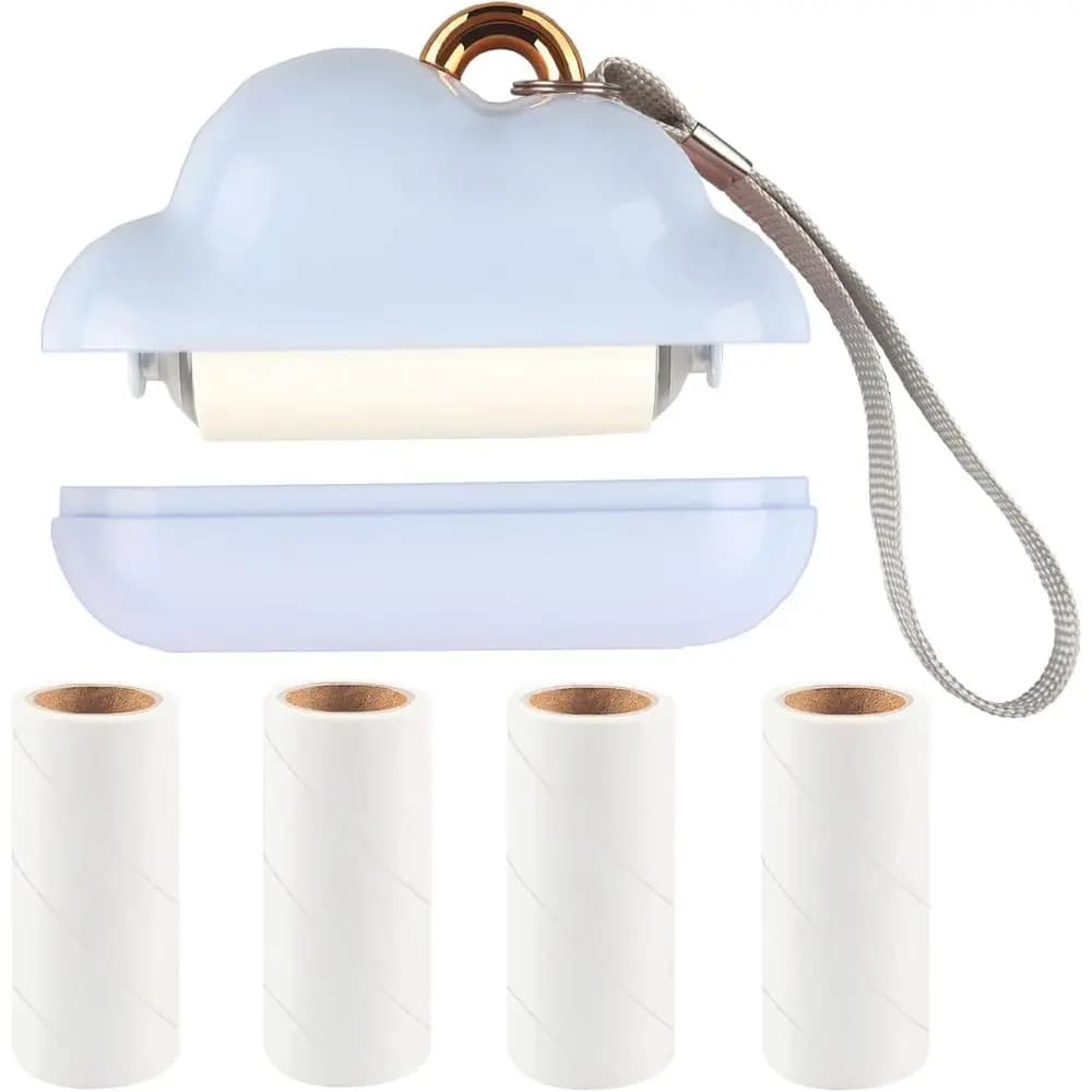 Lint Roller Travel Size, Reusable Pet Hair Remover Clothes with 150 Refillable Sheets (Blue)