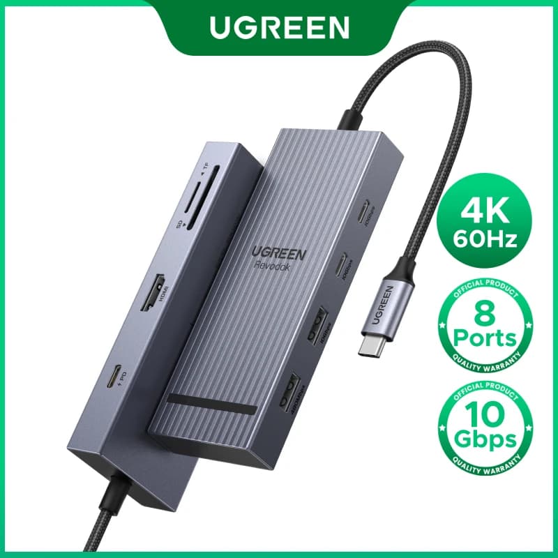 UGREEN HUB USB 8 in 1 tipo C a 4K60Hz HDMI USB3.2 10Gbps USB-A/C SD e TF 170 MB/s per MacBook Accessori per laptop Dell HP Docking