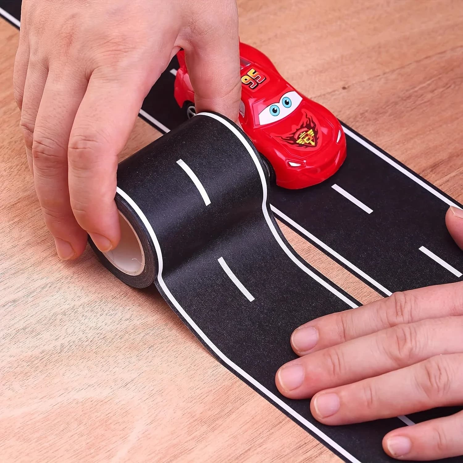 Reusable street stickers in cartoon style, black polyurethane street tape, suitable for party racing decoration