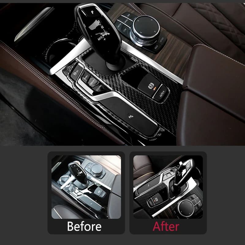 For BMW Series 5 G30 6GT G32 Accessories Carbon Fiber Protection Sticker Gear buttons Cover panel Car Styling