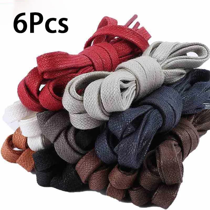 0.6cm wide Waxed Shoelaces Flat Cotton Shoe laces sneakers Boots Waterproof Leather Shoelace 80/100/120/140/160cm 2Pcs/6Pcs
