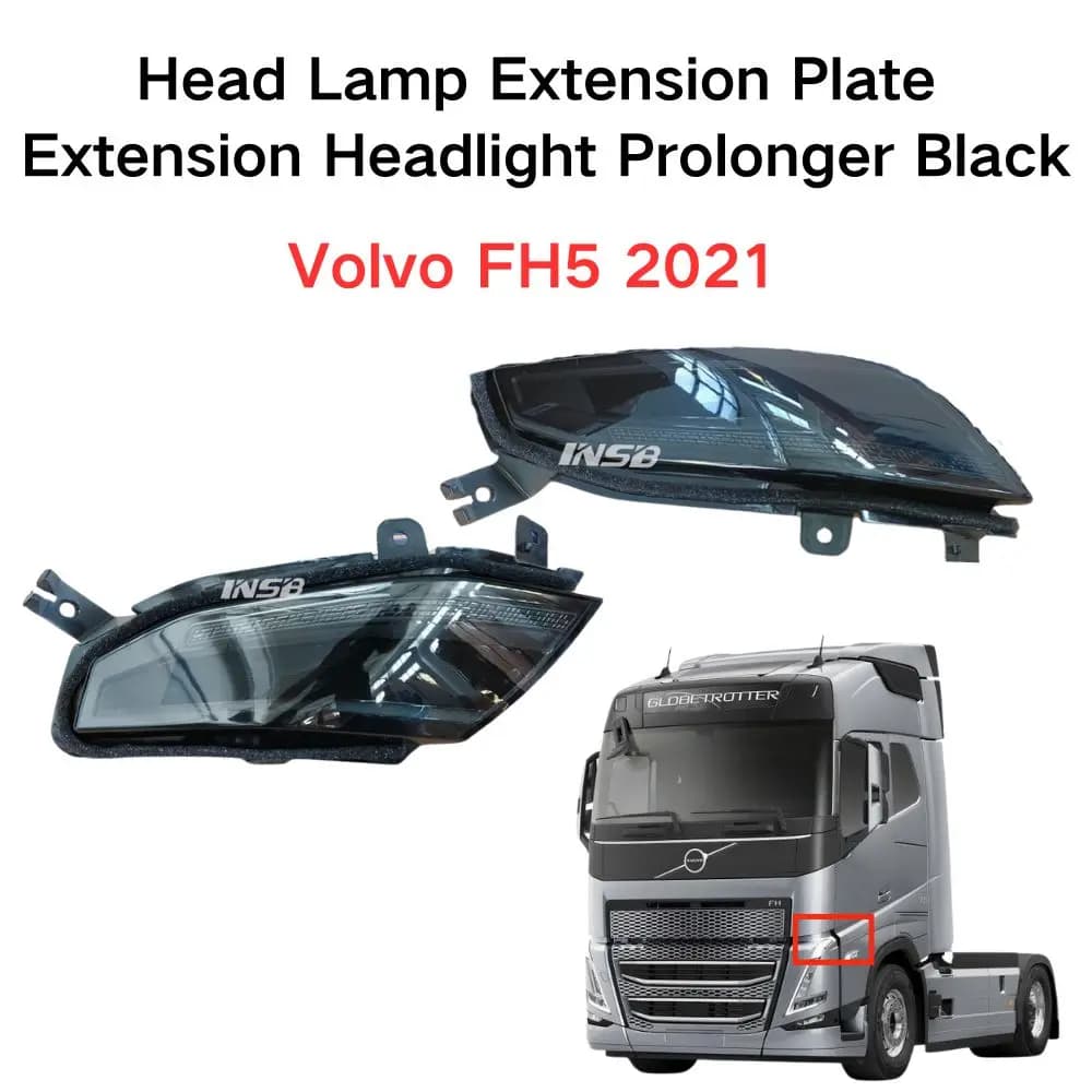 INSB Headlamp Extension Plate Extension Headlight Prolonger Black 84447446 84447448 for Volvo FH5 2021 Left-Hand Drive