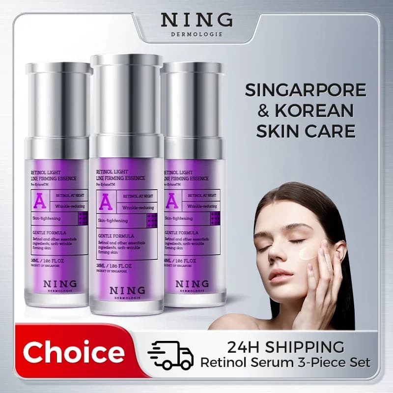 NING Siero al Retinolo 30ml x3 – Essenza Notturna per Principianti per una Cura Rassodante, Linee dall'Aspetto Liscio e Pelle Radiosa