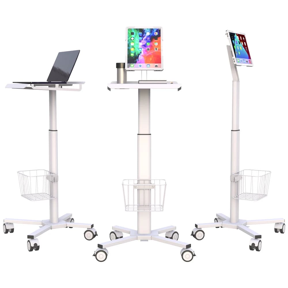Carrello Medico Mobile con Molla a Gas per Postazione di Lavoro, Regolabile in Altezza, Carrello di Emergenza Medicale in Vendita, Supporto per Tablet e Laptop da Ospedale