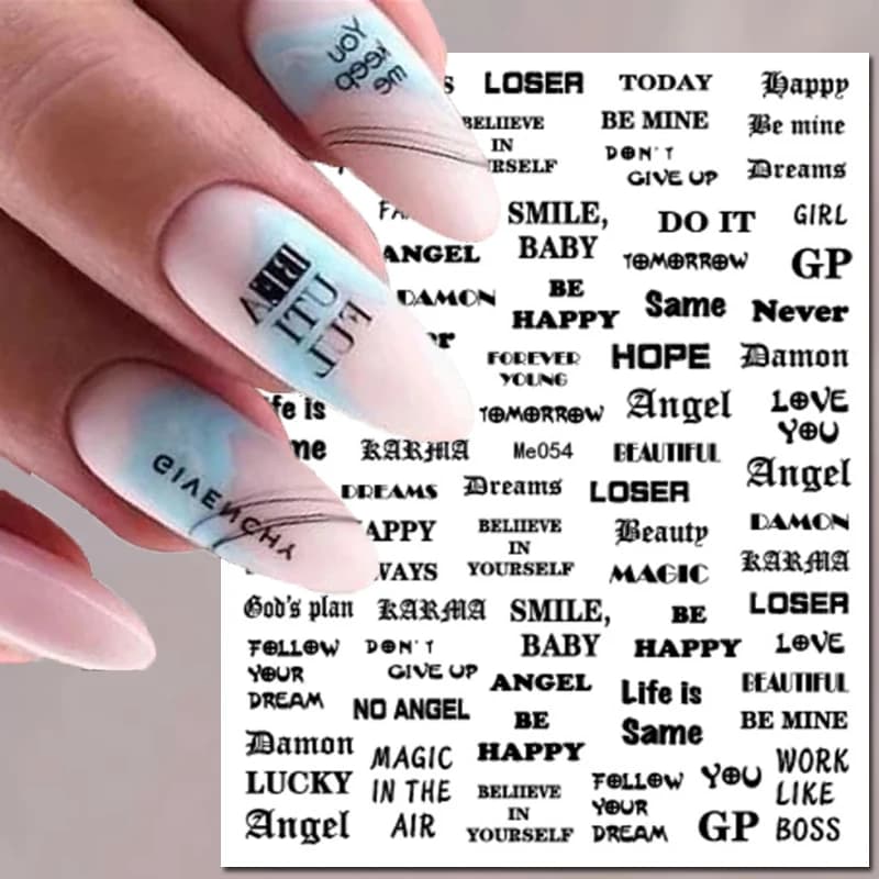 Decalcomanie per nail art 3D Linee geometriche Amore San Valentino Lettere Cursori adesivi Adesivi per unghie Decorazione per manicure