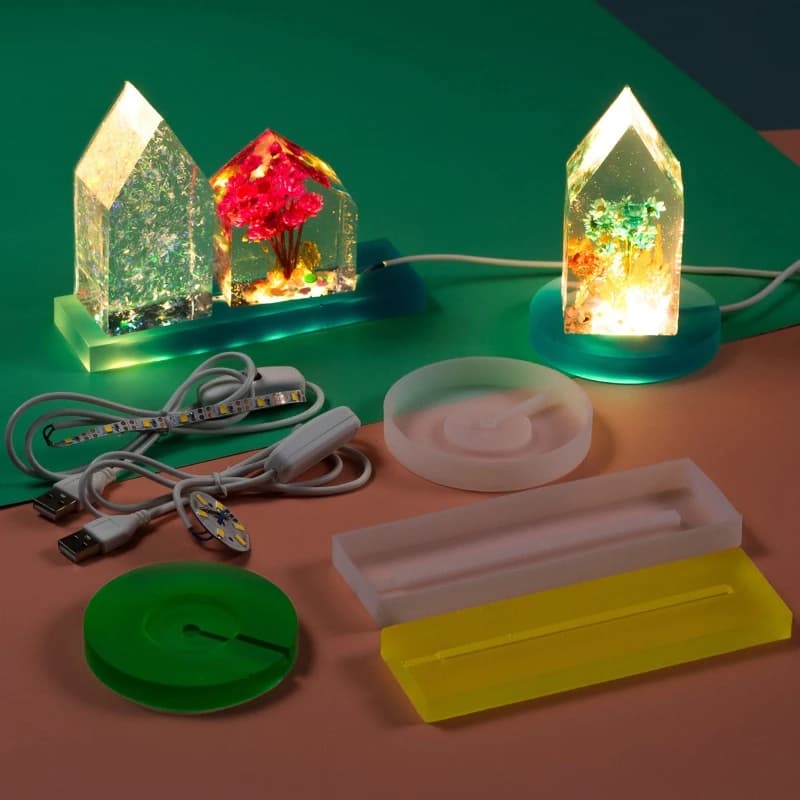 Stampo in silicone in resina con luce LED per decorazioni domestiche lampade da tavolo fai-da-te