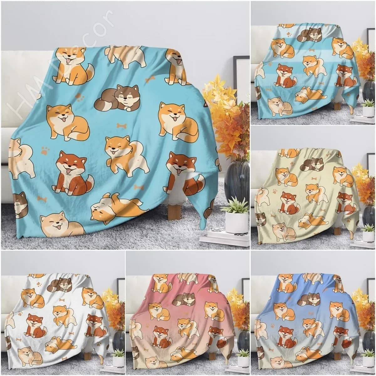 Shiba Inu Coperta stampata Cartoon Morbida e calda Coperte in pile Sherpa Coperte per letto Culla Divano 100x120 cm Neonate Ragazzi Bambini Regalo