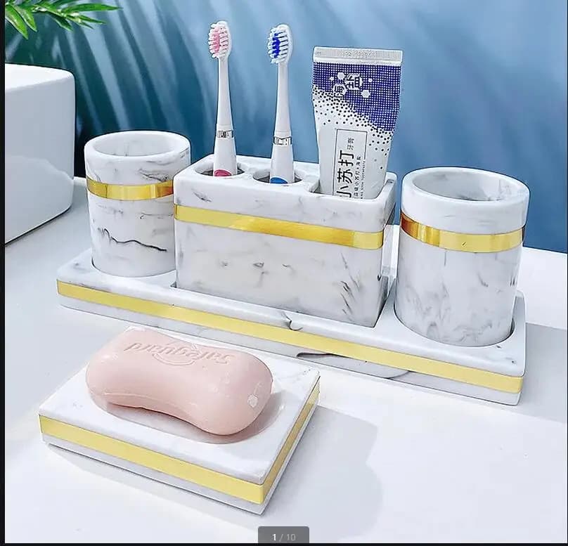Resin Bathroom Set Toiletries Desktop Wash Soap Dish Mouthwash Cup Toothbrush Holder Lotion Bottle Storage Tray