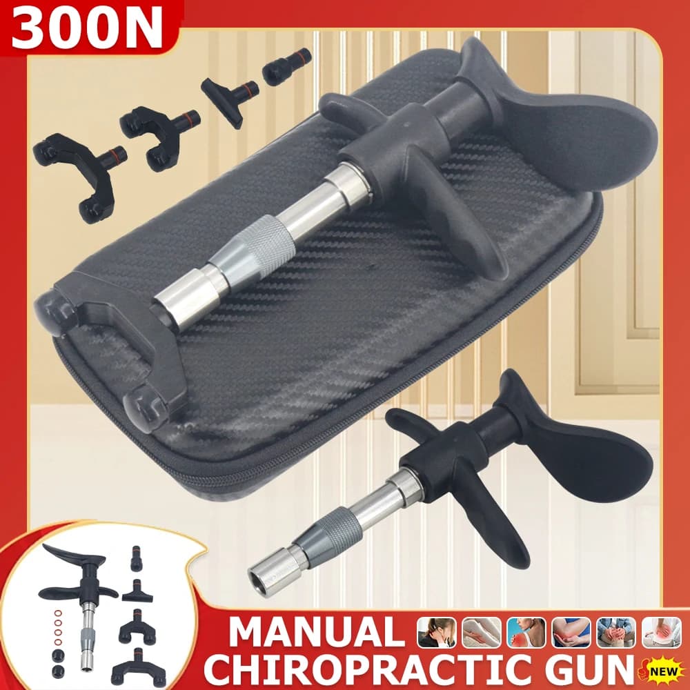 300N Chiropractic Adjusting Tools Spine Massage Gun Relaxation Limb Pain Relief Therapy Correction Spinal 4Heads Manual Massager