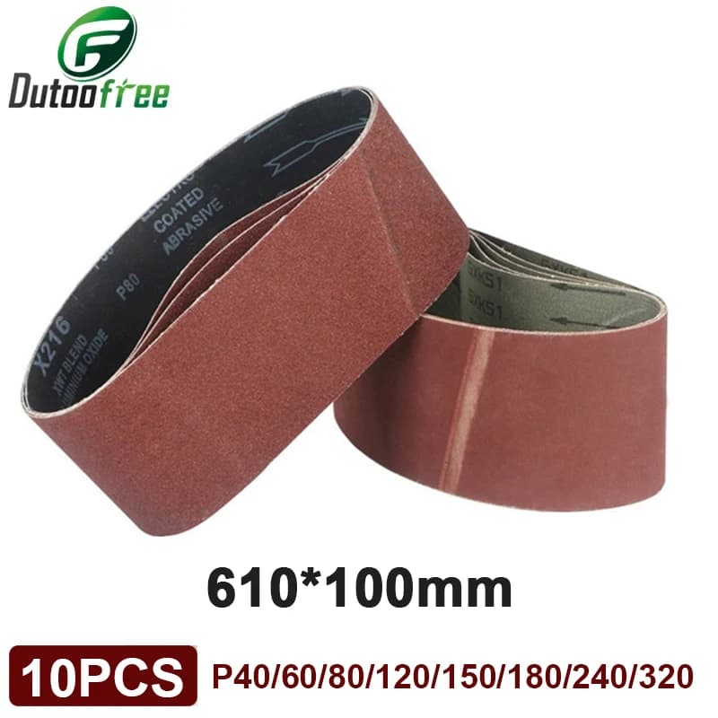 10 PZ 610*100mm Abrasive Tapes 40-320 Grana Metal Assortment Reptifies Aluminium Beam Polisher Oxide Grinder Accessories For Electric Tools