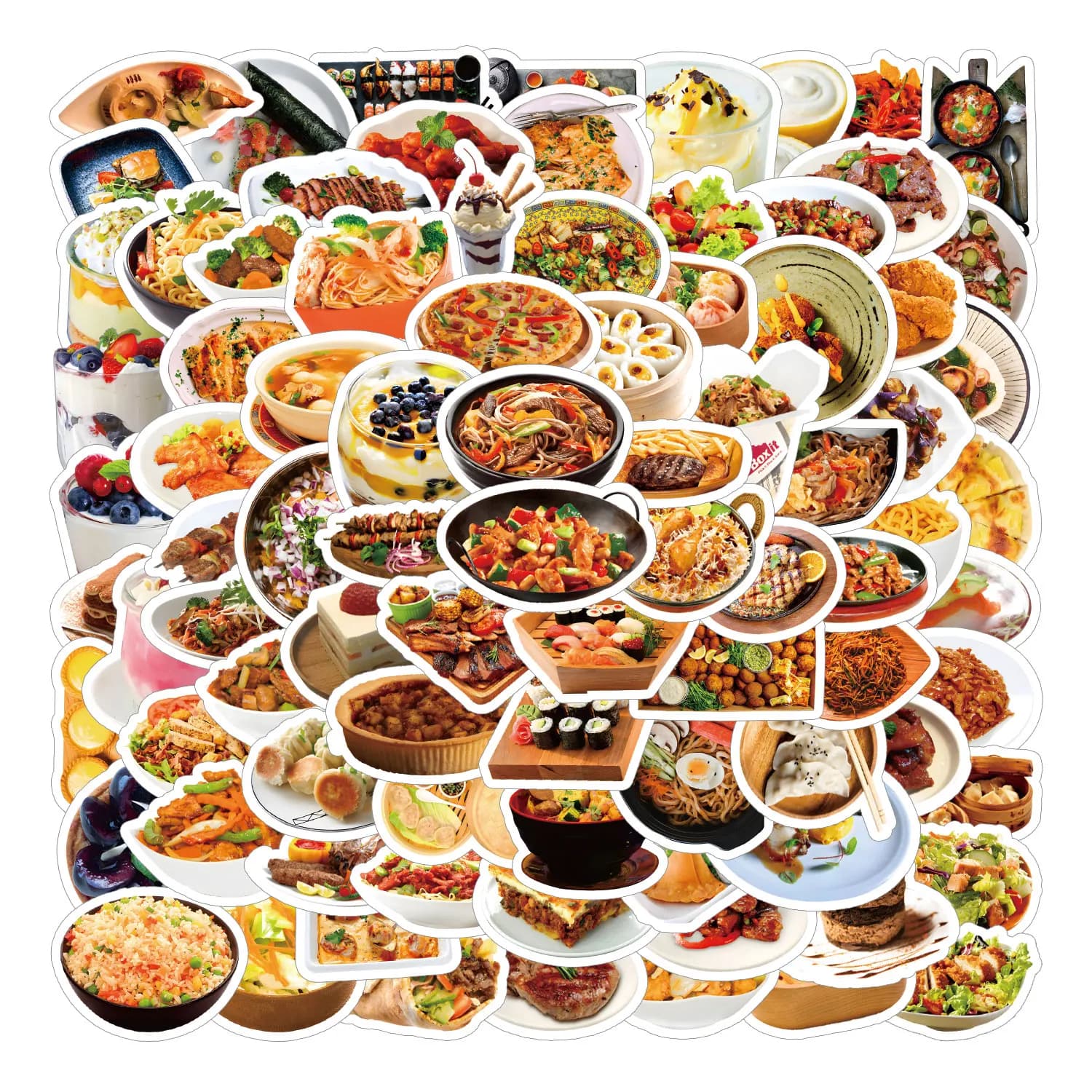 90pcs Cartoon Delicious Food Stickers, For phone case Laptop Notebook Suitcase Skateboard DIY Aesthetic Stickers