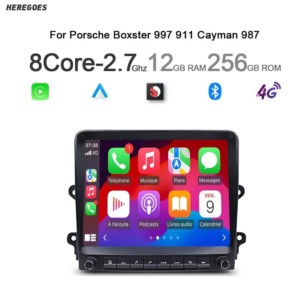 Android 14 Autoradio Navigazione GPS 256GB Wifi GPS Carplay Lettore multimediale Bluetooth per Porsche Cayman 911 987 Boxster 997