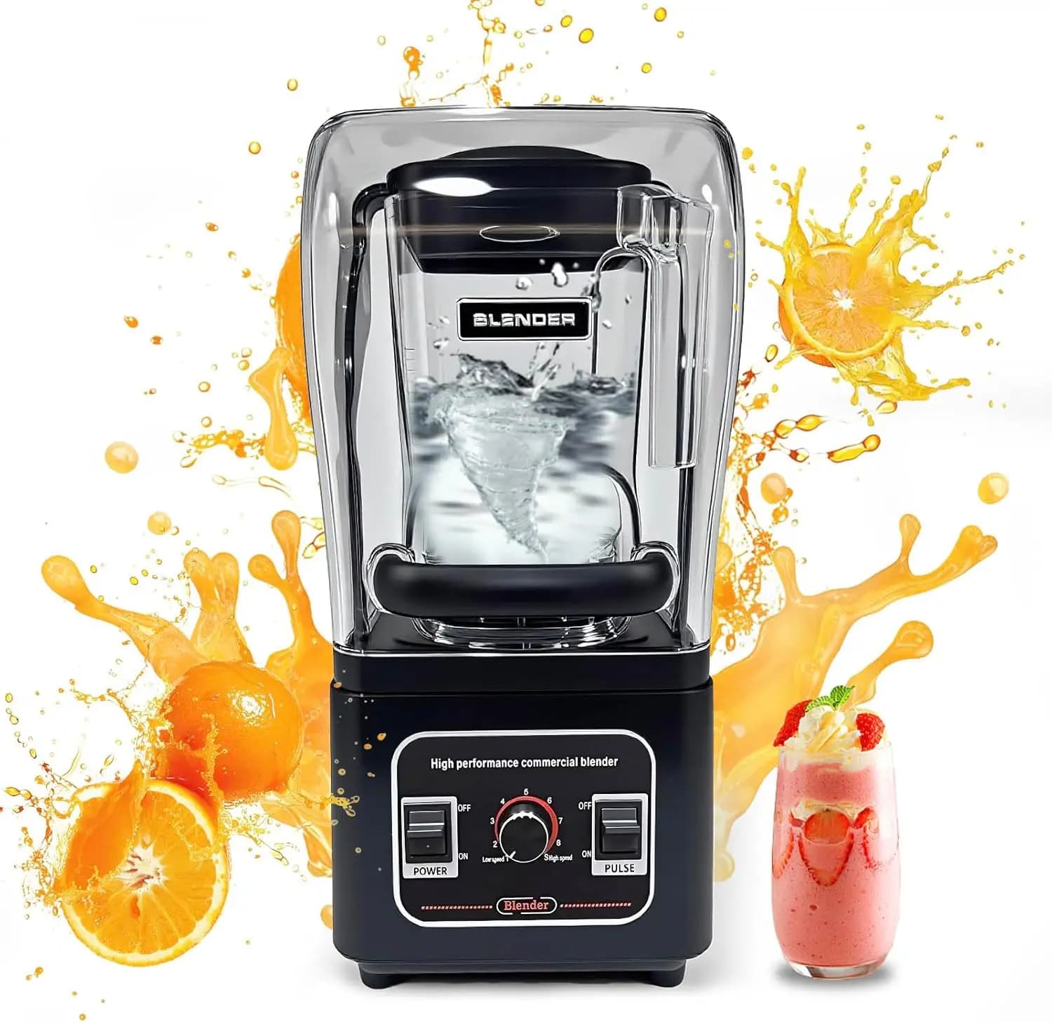Heavy Duty Commercial Blender for Restaurant, 1800W Professional Quiet Blender for Smoothies, Noise Reduction Blender for Kitche