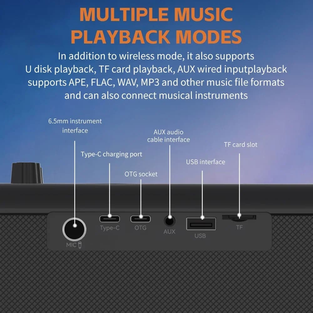 Macchina per Karaoke da 200W con 2 Microfoni Wireless UHF, Altoparlante Portatile Wireless con LED RGB e Funzione Power Bank