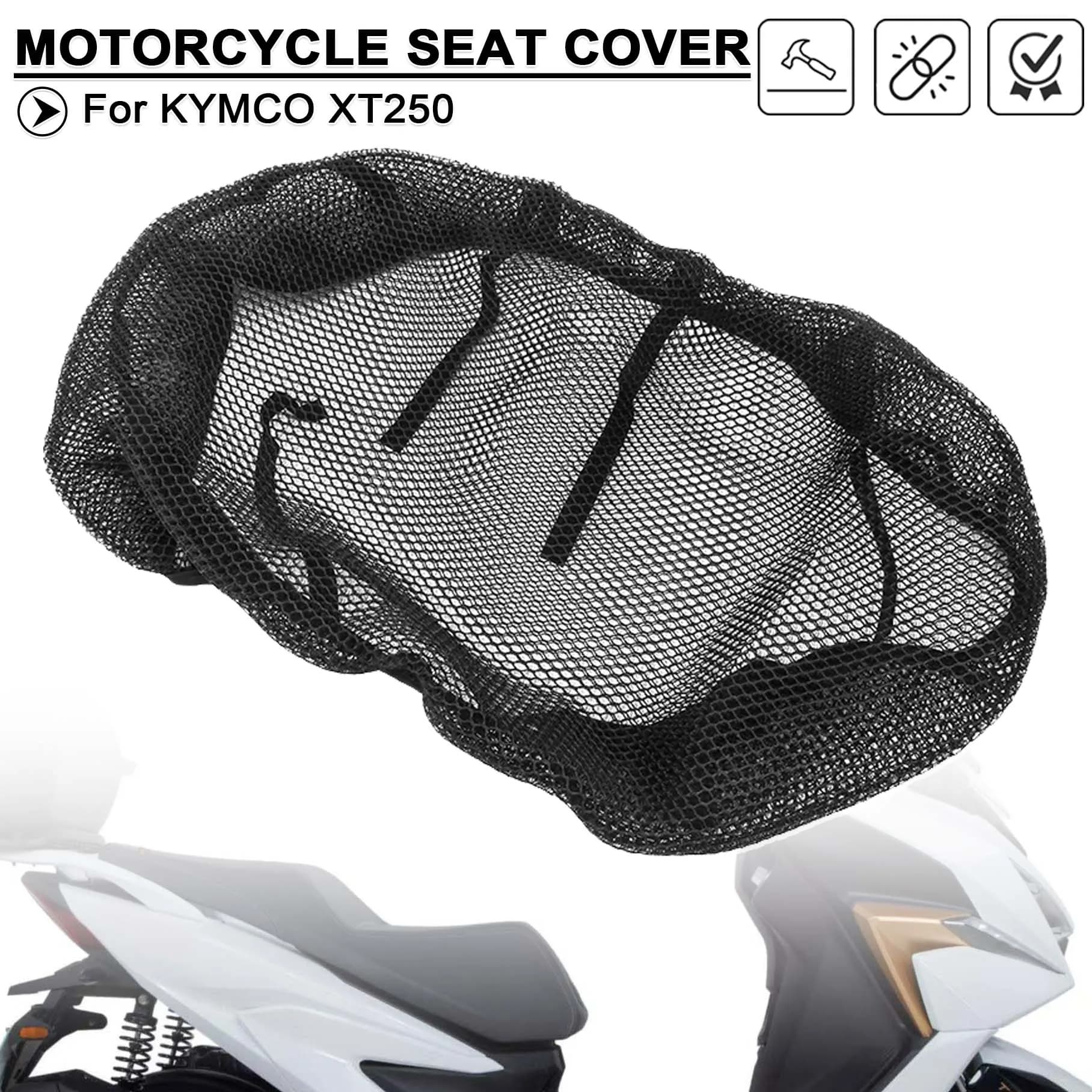 Coprisella Traspirante per Moto KYMCO Xciting250, Protezione in Rete Isolante in Tessuto di Nylon