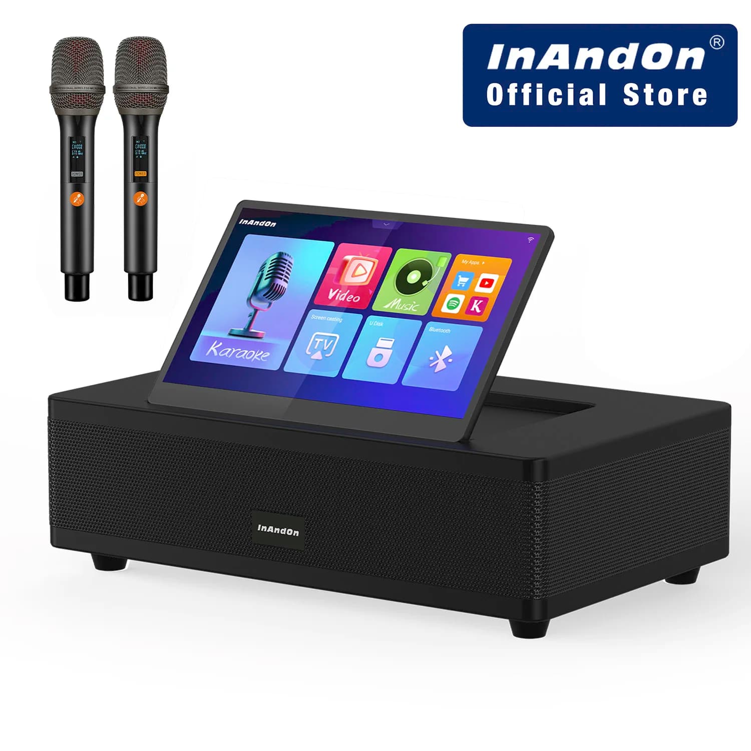 InAndOn M6 Macchina per karaoke Touch screen da 12,2 pollici Altoparlante da 800 W 2 microfoni wireless Biblioteca cloud YouTube Bluetooth WiFi Sistema KTV domestico