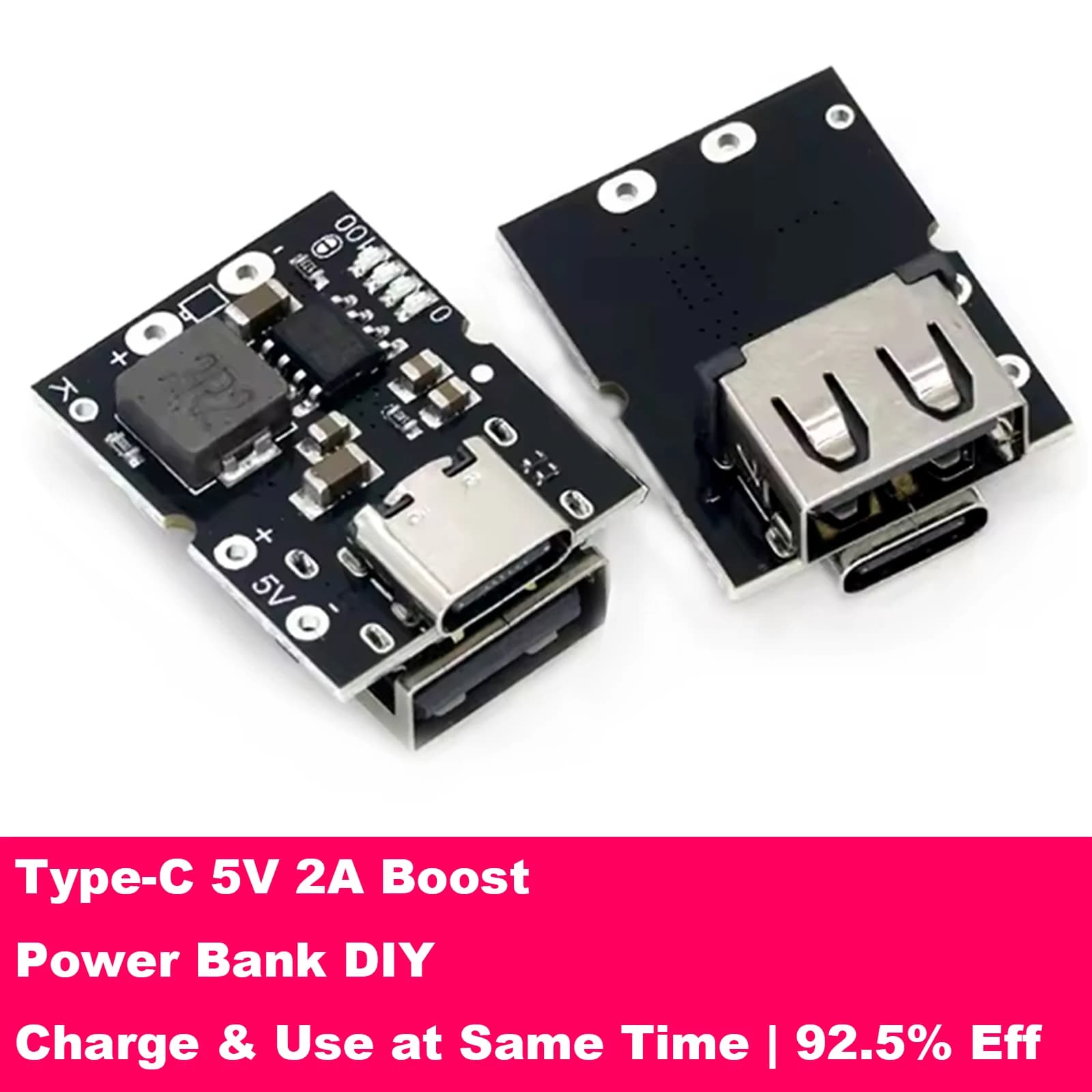Type-C USB 5V 2A Boost Converter Step-Up Power Module with Charging Protection Board for 3.7V 4.2V Li-ion Battery DIY Power Bank