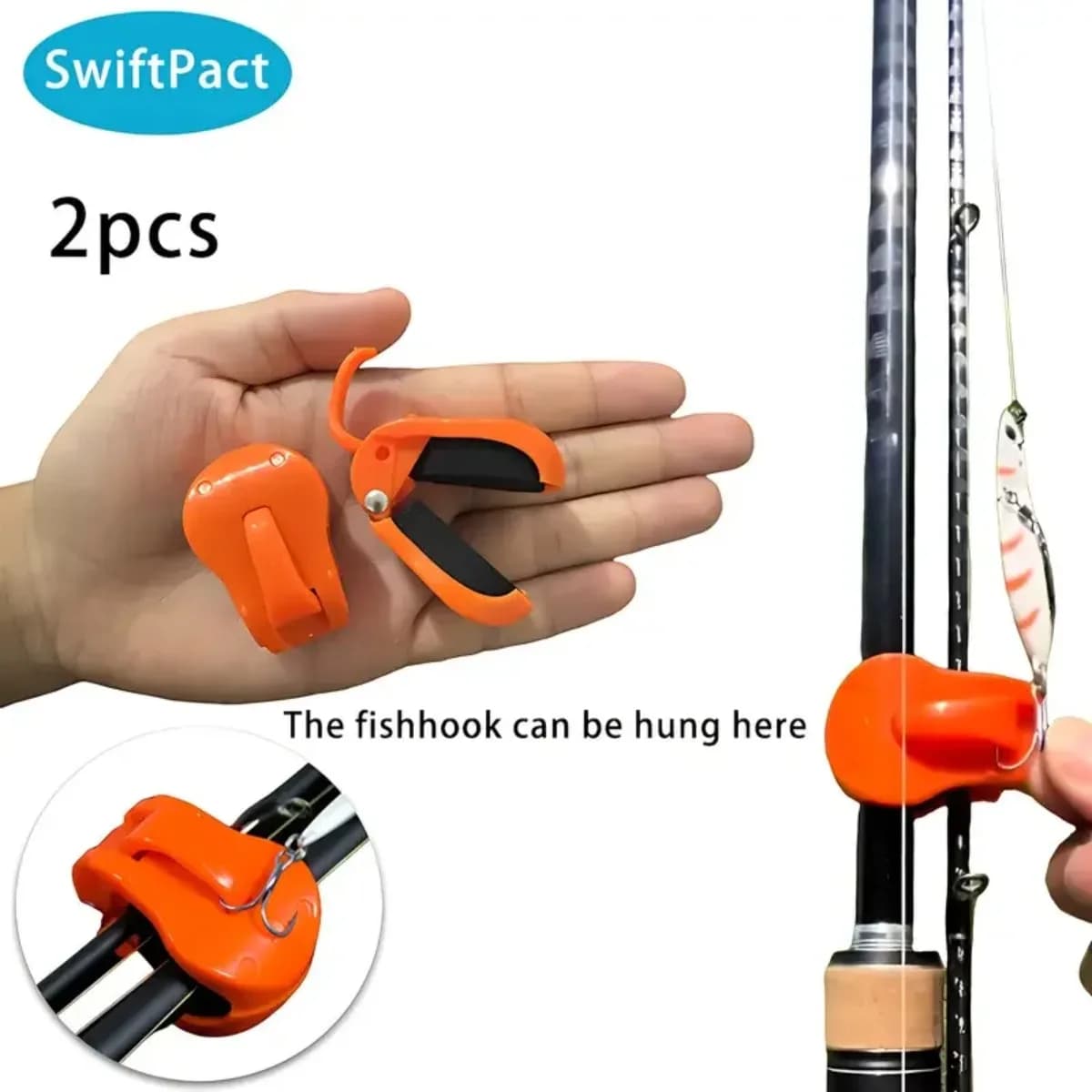 2 Pezzi Clip per Canna da Pesca a Una Mano, Design Senza Attrezzi, Supporto Fissaggio Rapido per Canna da Acqua Dolce