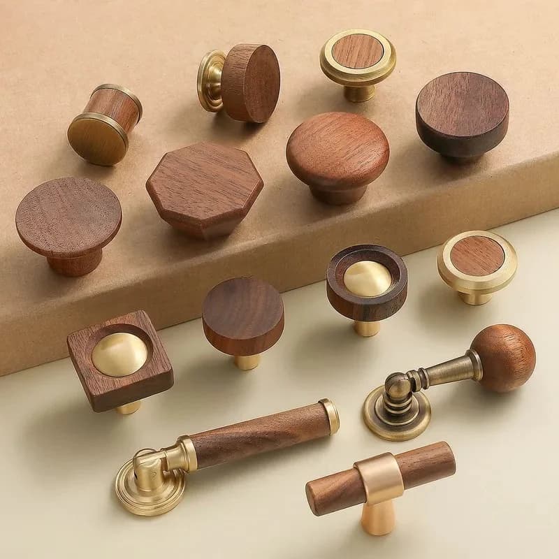 Medieval Brass Single Hole Cabinet Door Handle Round Spherical Retro Walnut Wardrobe Drawer Shoe Cabinet Knob Hardware