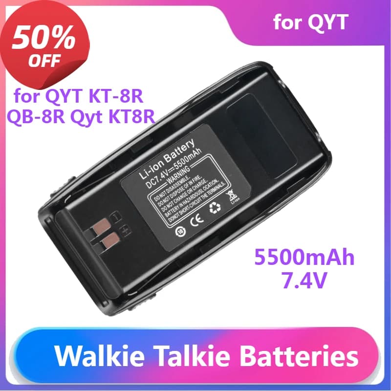 Batterie Walkie Talkie per QYT KT-8R QB-8R Qyt KT8R Radio bidirezionali Versione addensata 5500mAh 7.4V Batteria accessoria