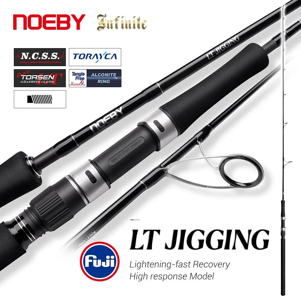 Canna da Pesca Verticale NOEBY 1.93m, Canna da Spinning Leggera per Jigging con Guide Fuji, Portamulinello Toray, per Pesca in Mare