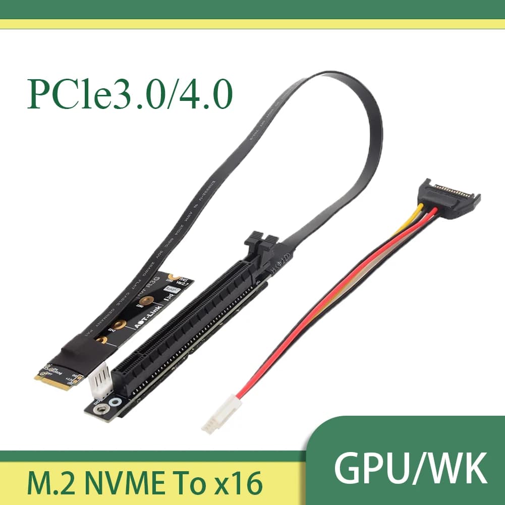 Nuovo M.2 NVMe a PCIe 4.0x16 Extender Gen4/3.0 Riser Adattatore Jumper BTC Cavo Mining GPU GTX RTX Schede Video Grafiche NVIDIA AMD