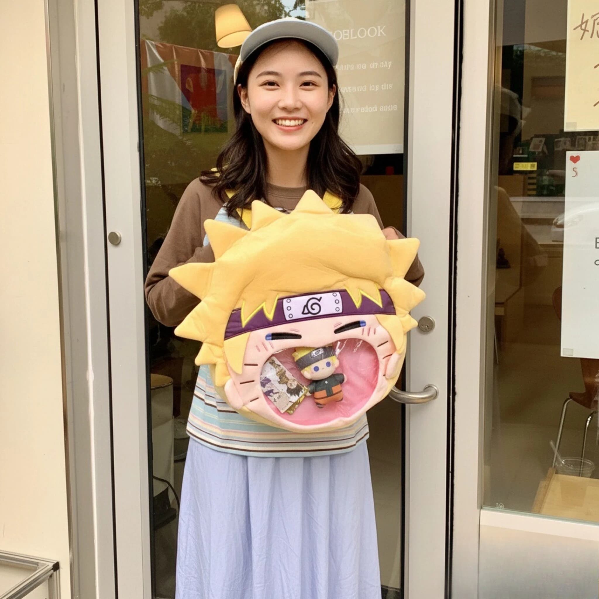 Kawaii Uzumaki Naruto Peluche Itabag Haruno Sakura Zaino da viaggio Borsa portaoggetti per trucco trasparente Giocattoli per bambole Regali per bambini