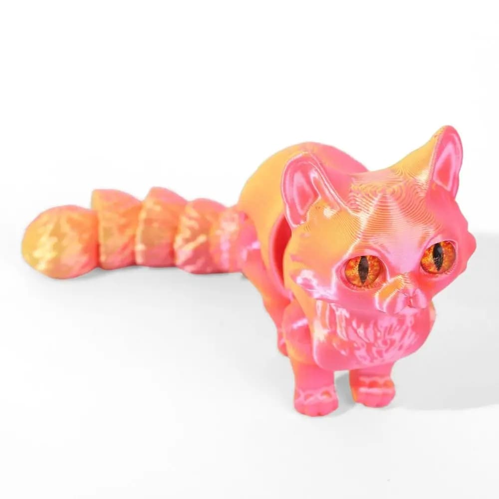 Modellino di Gatto con Occhi Grandi Stampato in 3D, Design Realistico, Scultura Creativa, Gatti Articolati, Stile Carino, Materiale Plastico, Figurina di Gatto Adorabile