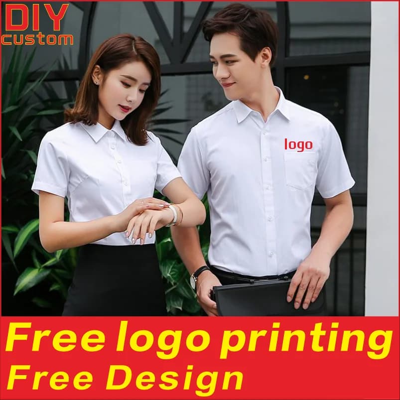 Men's and women's cotton work shirts, t-shirts, professional clothing, workwear design, print, logo embroidery