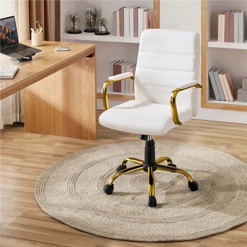 Sedia da gaming ergonomica 1 sedia da ufficio in pelle PU con base girevole, sedia da scrivania con schienale medio e sedile regolabile in altezza, sedia per computer
