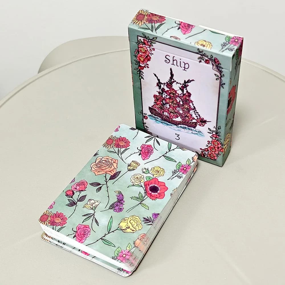Floraneum Lenormand Tarocchi Oracle 9*6 cm Illustrazioni impreziosite da un decoro floreale 36 carte Lenormand