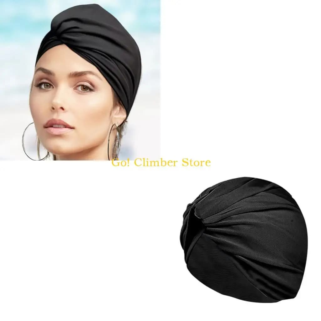 Q84C Fabric Swim Cap for Women with Soft Ear Cover Design for Pool Use