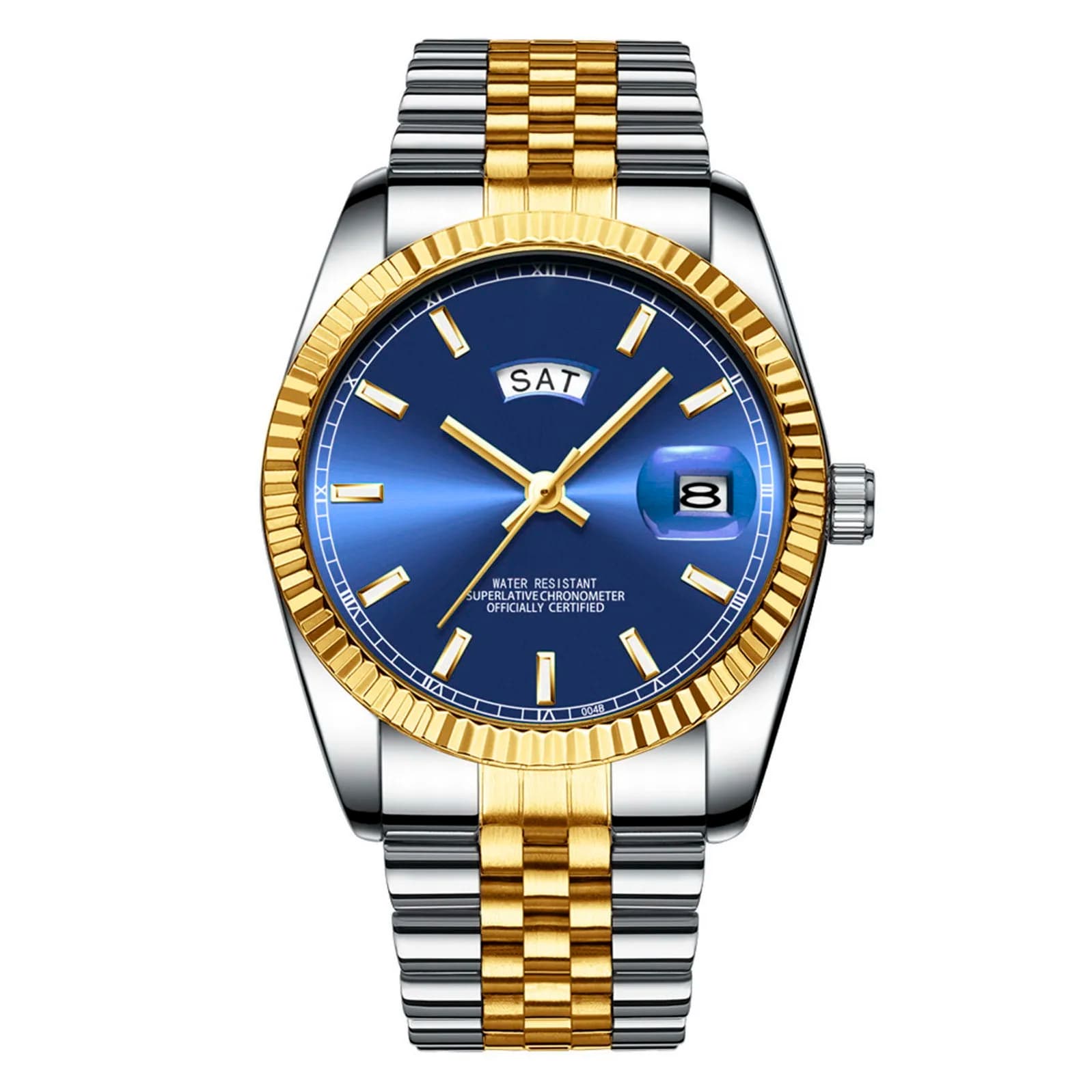 Luxury businessman watch 2025 analog quartz double calendar stainless steel strap sapphire crystal waterproof sports wristwatch