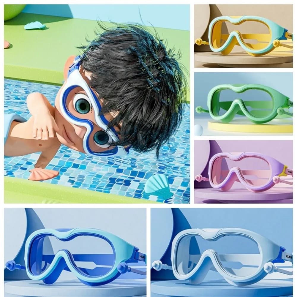 Swimwear with big frame Anti-fog with earplugs Swimwear Wide view Bright colors Sub-seaters Set Children