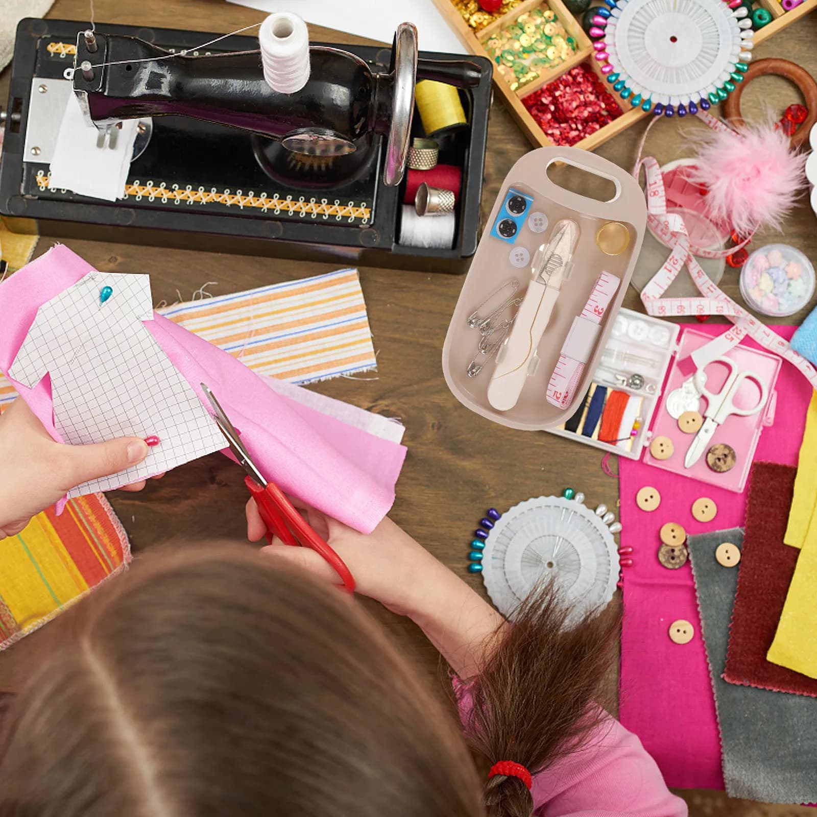 Set di Scatole in Plastica con Scomparti per Organizzare Aghi e Fili per Ricamo e Cucito, Kit per Uso Domestico