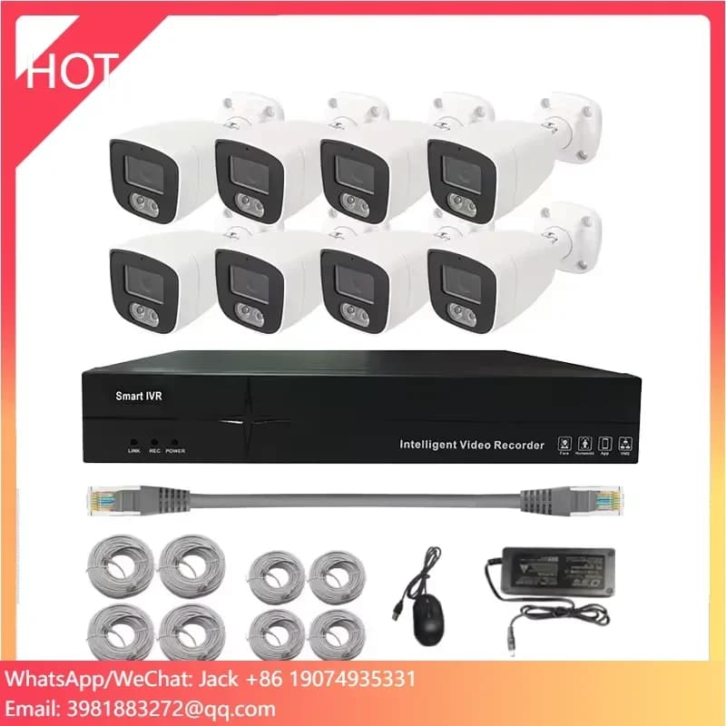 Sistema di sicurezza per telecamere domestiche da esterno a 8 canali da 5 MP Kit NVR PoE da 8 canali Telecamere IP Cctv Sistema di telecamere di sicurezza di sorveglianza