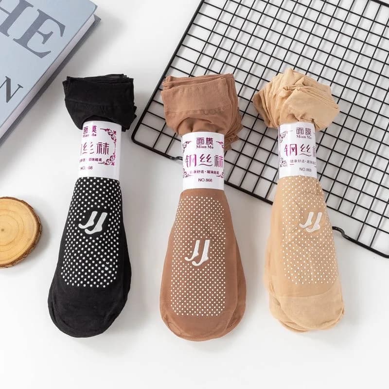 Calzino a tubo centrale in nylon ultrasottile da donna Calzini di seta a pois in pelle nera Calze corte estive Donna traspirante antiscivolo Stretch Caviglia Sox