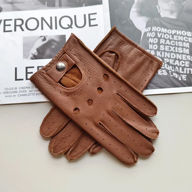 New Leather Gloves Men's Single-Layer Thin Section Outdoor Riding Full-Finger Motorcycle Deerskin gloves