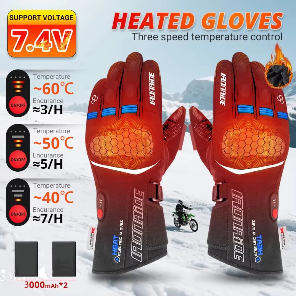 Guanti riscaldati con batteria ricaricabile Guanti da moto Guanti da sci da snowboard Scaldamani touchscreen impermeabile