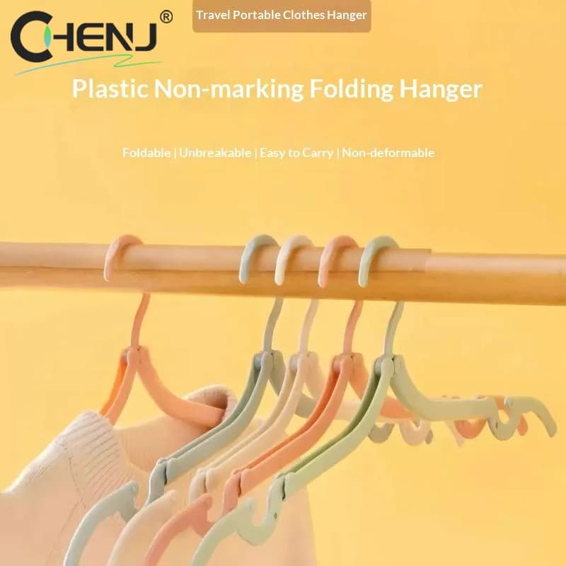 J 1/5 PCS Portable Folding Clothes Hangers Non Slip Design Durable Material Perfect For Travel Business Trips Camping