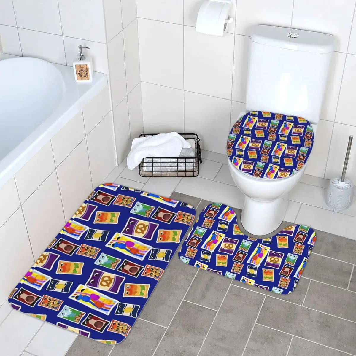 Snakpod Bugsnax Pack Fan Art Kinda Bug (4) Tappetino da bagno 3 pezzi Set da bagno Copriwater Copriwater Decorazioni per la casa Tappeto antiscivolo