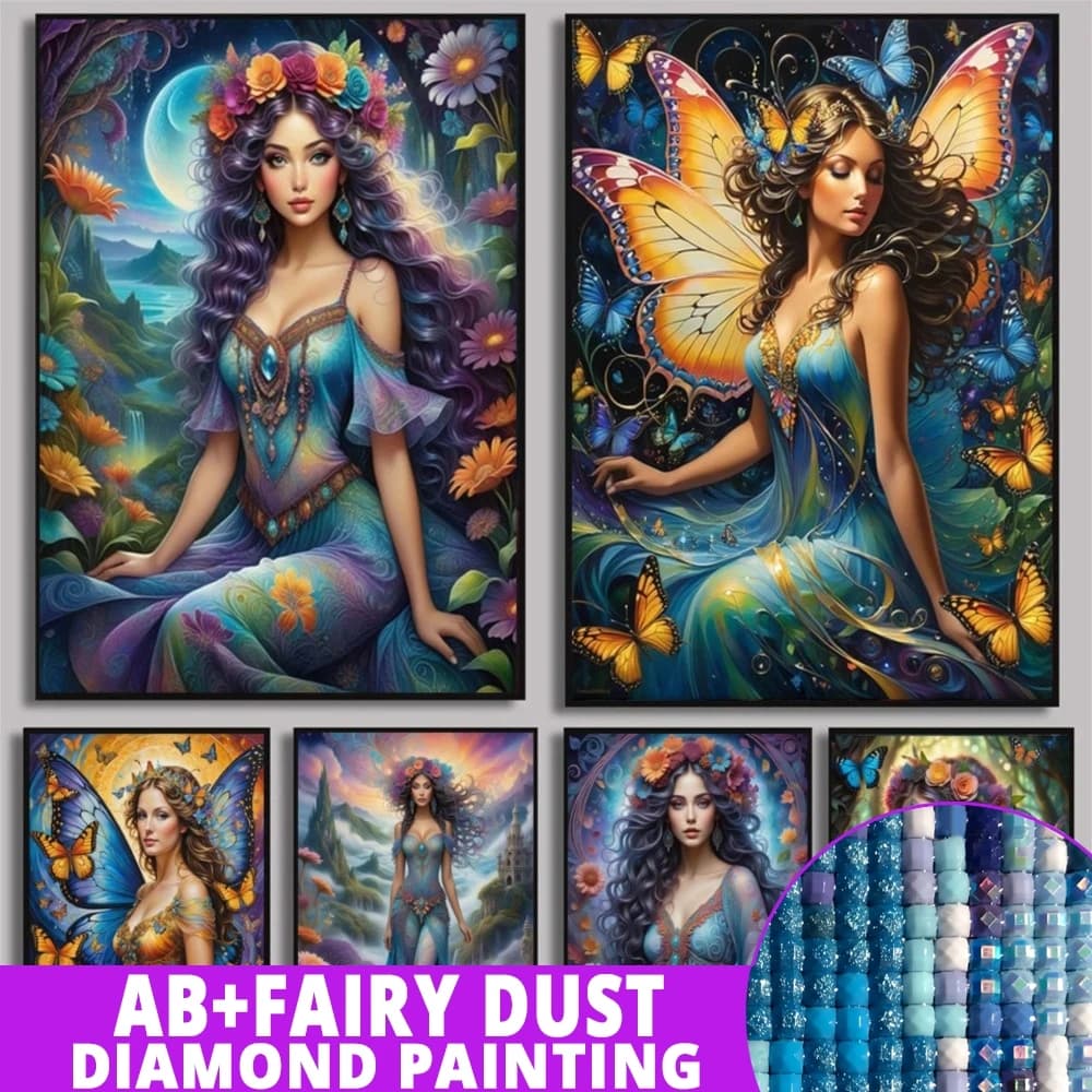 Fairy Dust AB 2024 Nuovo kit di pittura diamante Fantasia Farfalla Fata Fiore Mosaico Croce Ricamo Decorazione domestica creativa Regalo