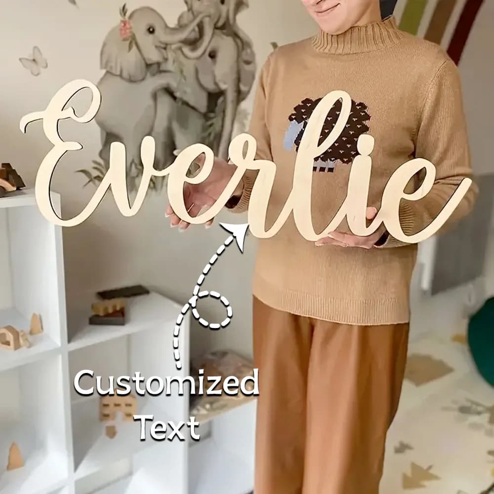 1 Pezzo Targa in Legno Personalizzata con Nome/Cognome - Contenuto Personalizzabile, Regalo Unico per Decorazione Casa