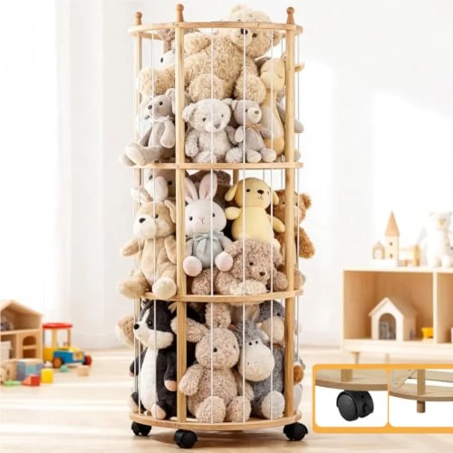Organizzatore per Giocattoli e Peluche a Forma di Zoo, Grande Contenitore in Legno da 54 Pollici per Peluche, per Sala Giochi e Camera da Letto con Opzioni