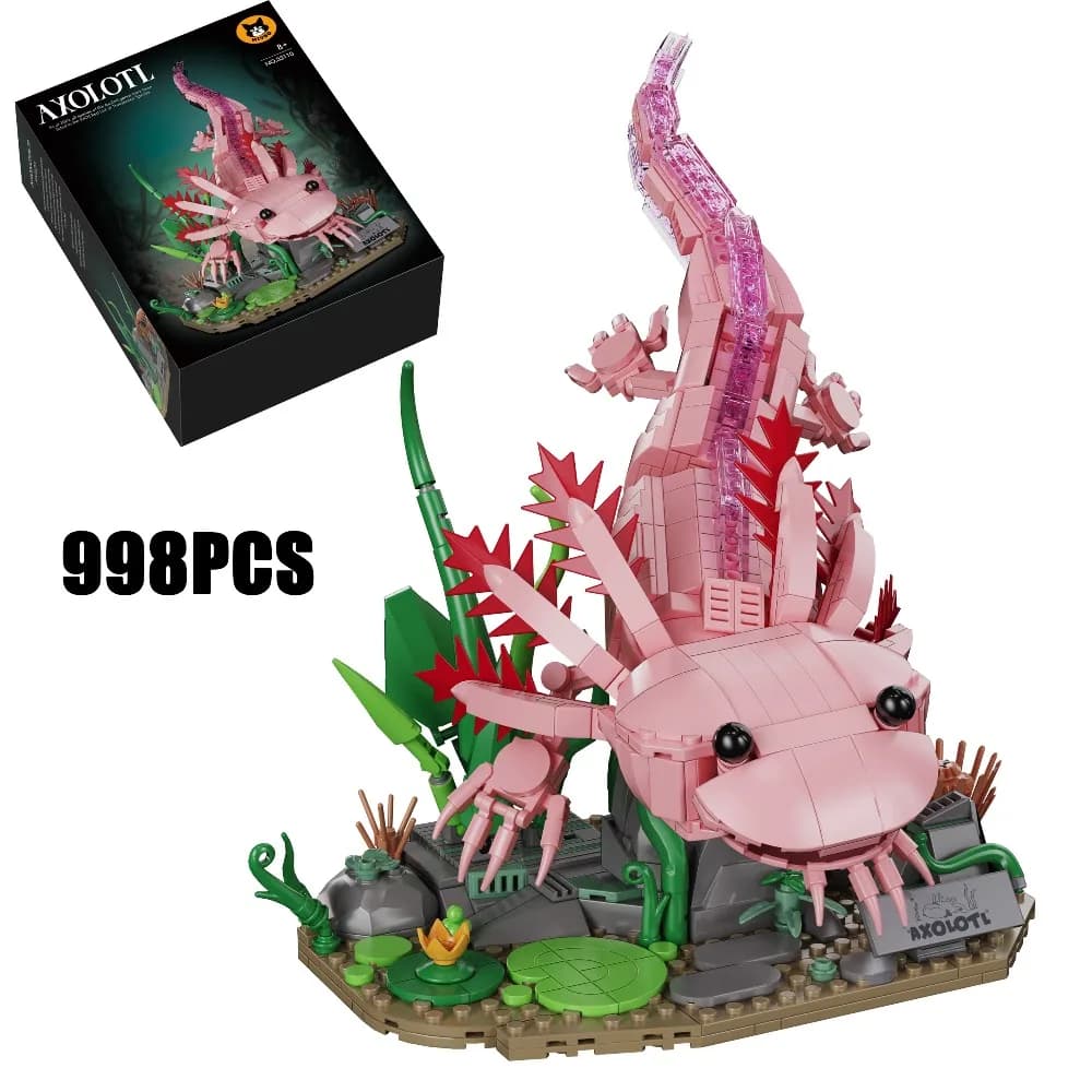998 Pezzi Set Creativo di Costruzioni Modello di Axolotl Anfibio Acquatico, Giocattolo in Mattoncini, Regalo di Compleanno per Bambini