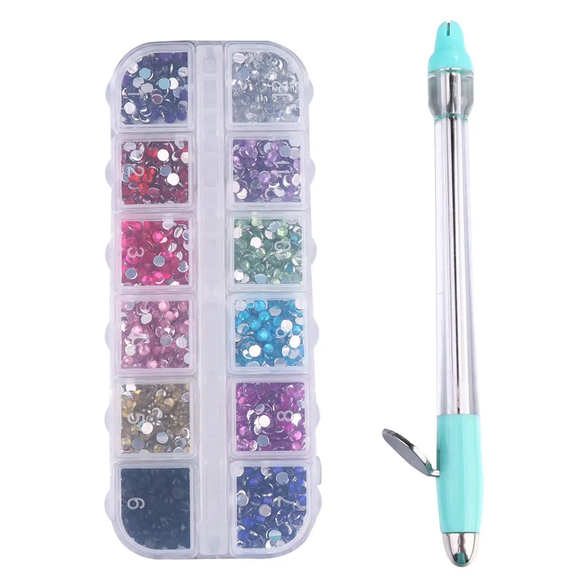 Set di Strass per Unghie con Penna Applicatrice, Strumenti per Manicure Fai-da-Te, Decorazione Nail Art, Uso Professionale e per Principianti